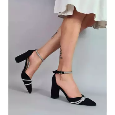 Pantofi stiletto Ania catifea neagra