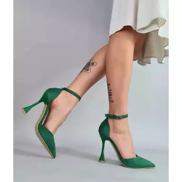 Pantofi stiletto Aronia catifea verde
